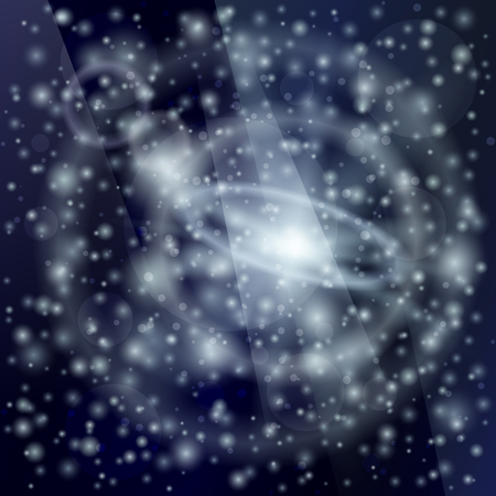 Stars with Satellites, Planets in Space, Blue Light of Stars in Universe, Abstract Background, Vector Illustrationのイラスト素材