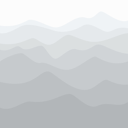 Silhouette of Mountains at Sunrise , Early Morning Mountain View, Peaks and Ridges in Shades of Gray, Waves, Travel and Tourism Concept, Vector Illustrationのイラスト素材