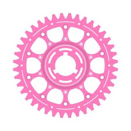 Pink gear wheel or cog, technology and industry, black and white vector illustrationのイラスト素材