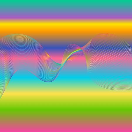 Abstract waves, gradient background with colorful dynamic linear waves, track equalizer, vector illustrationのイラスト素材