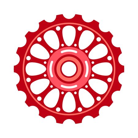 Red gear wheel or cog, technology and industry, black and white vector illustrationのイラスト素材
