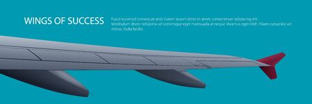 Wings of success concept, blue banner with airplane wing, vector illustrationのイラスト素材