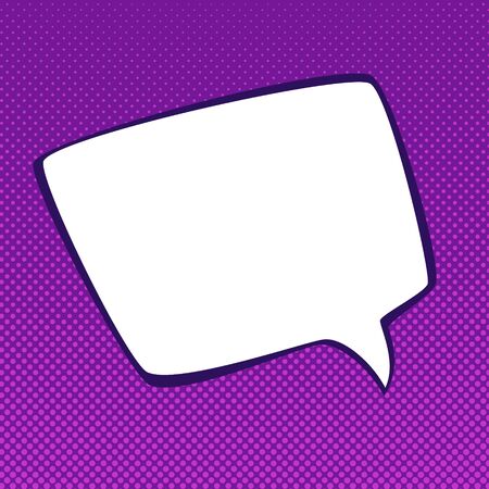 Speech Bubble on Purple Neon Background with Dots , Pop Art Halftone Background, Conversation, Retro Style, Vector Illustrationのイラスト素材