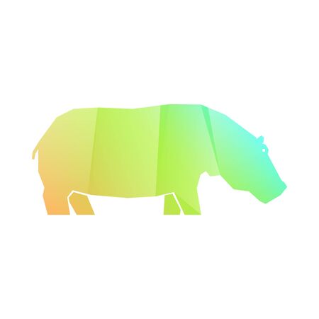 Green and orange multi-colored gradient hippo isolated on white background, vector illustrationのイラスト素材