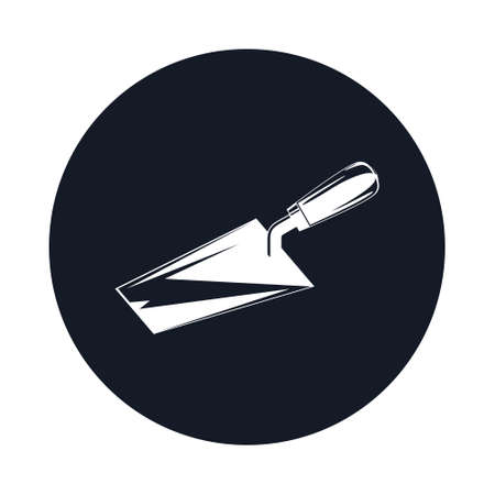 Black icon with silhouette of a construction trowel , working hand tool, vector illustrationのイラスト素材