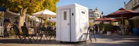 Freestanding street toilet , urban planning bannerの素材