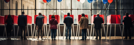 American citizens near the ballot boxes choose the future president of the country, the conscious choice of the peopleの素材