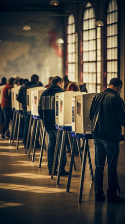 American citizens near the ballot boxes choose the future president of the country, the conscious choice of the peopleの素材