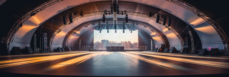 Empty bright stage of a big hall for a festival or concertの素材