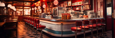Classic American retro cafe, 50-60s, bannerの素材