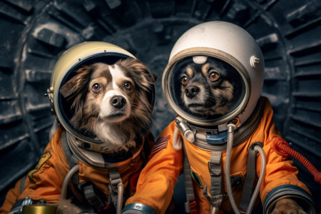First dogs astronauts in spacesuits, space explorationの素材