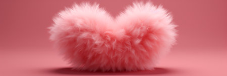 Soft fluffy red heart, Valentine's Day concept or fluffy pillow, bannerの素材