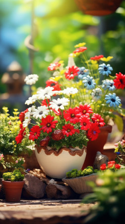 Beautiful variety of spring and summer flowersの素材