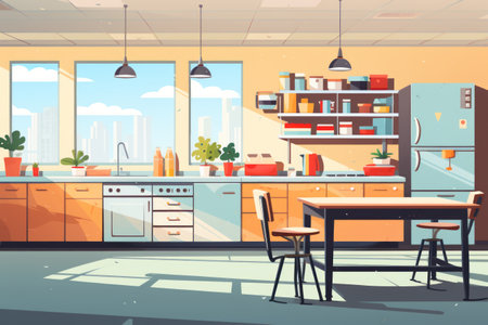 Illustration of an empty school or university kitchenの素材