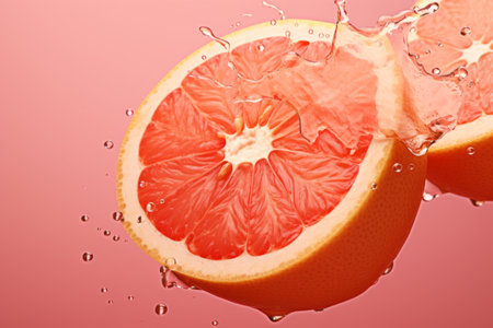 Grapefruit in a splash of waterの素材