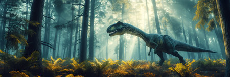 Dinosaur in an ancient forestの素材