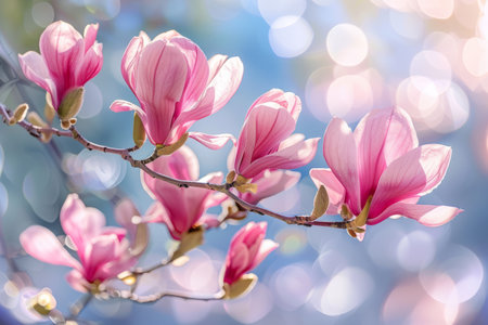 Beautiful blooming Magnolia branch in springの素材