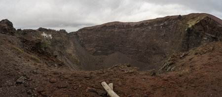 Landscape on top of the crater of dormant Vesuvius volcano, Naples, Campania, Italy