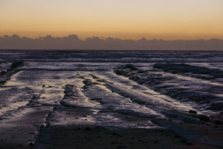 Seascape at beach near the Stairs of the Turks or Scala dei Turchi at the mediterranean coast during...