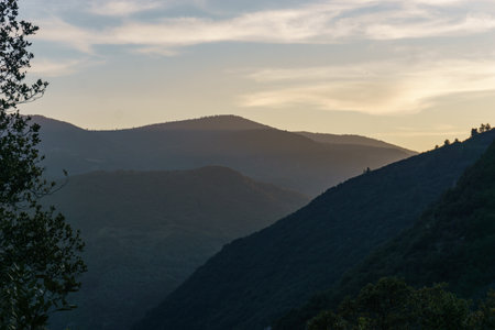 Canyon of river Neda in the rural countryside on a sunny spring day, Phigalia, Peloponneseの写真素材