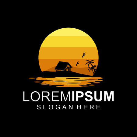 sunset logo vector illustrationのイラスト素材