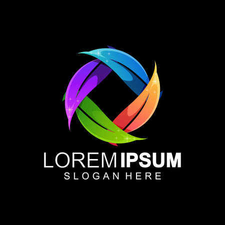 leaf logo color vector illustrationのイラスト素材