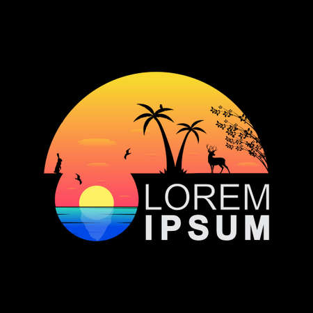 sunset logo designs vector illustrationのイラスト素材