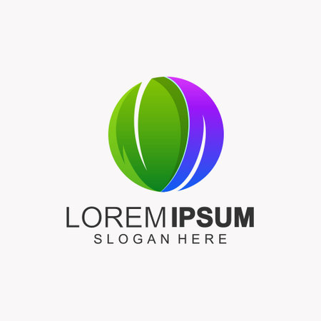 green and purple leaf logo  illustrationのイラスト素材