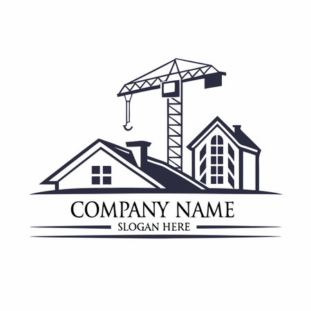 Buildings under construction, crane, and rooflines convey architectural design and structural engineeringのイラスト素材