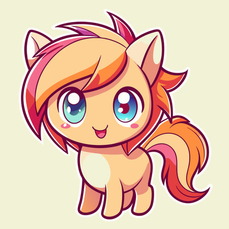 Cute cartoon pony. Vector illustration isolated on a white background.のイラスト素材