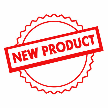 Red geometric "New Product" stamp on white backgroundのイラスト素材