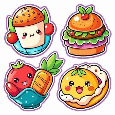 Kawaii food icons setのイラスト素材