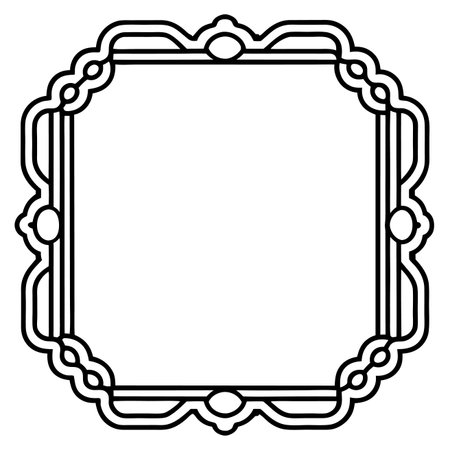 Ornate square frame. Intricate border, rounded edges. Clean, modern design. Empty space for contentのイラスト素材