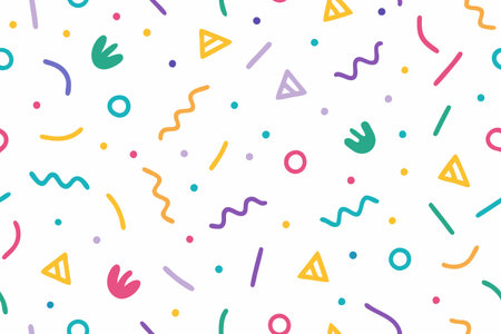 Colorful geometric confetti on white background. Playful, fun, and brightのイラスト素材