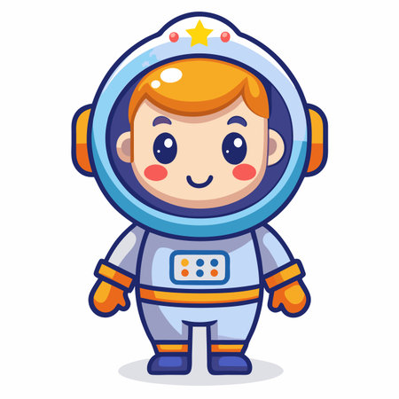 Cartoon astronaut with a spacesuit, rosy cheeks, and a helmet starのイラスト素材