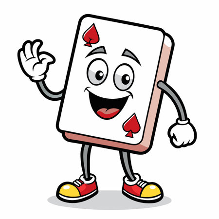 Cartoon ace of spades card character with smiling expression and gestureのイラスト素材