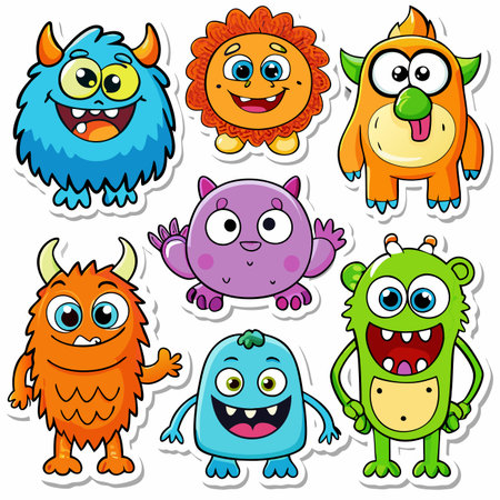 Cartoon monsters! Colorful, unique and fun designs, great for childrenのイラスト素材