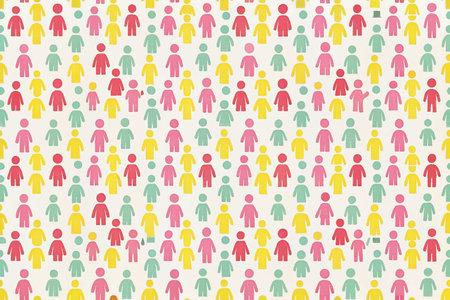Colorful repeating pattern of small person icons.の素材