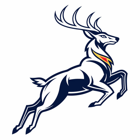 Leaping deer with stylized antlersのイラスト素材