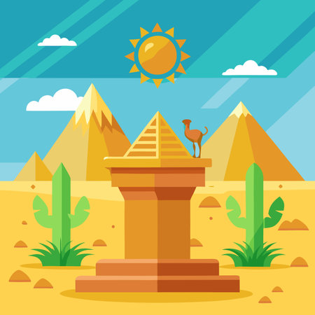 Desert pyramid sceneのイラスト素材