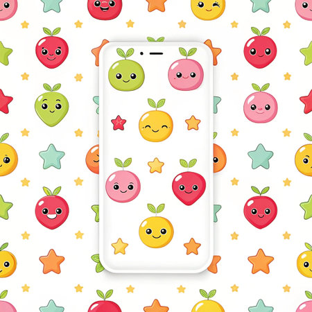 Cute fruit cartoon phone wallpaper.の素材