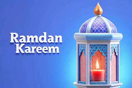 Ramadan Kareem greeting with ornate lantern and candle. (1)の素材
