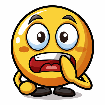 Anxious emoji with wide eyes and open mouth, hand up to faceのイラスト素材
