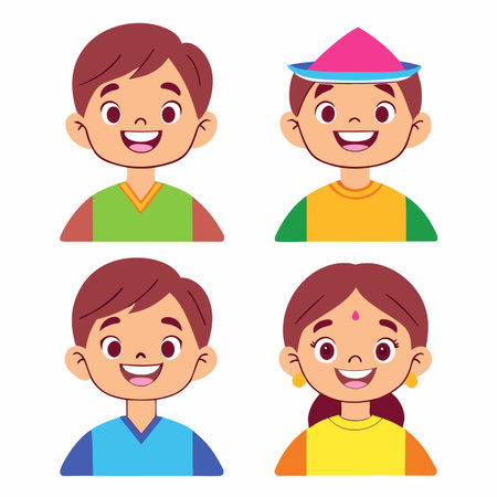 Smiling cartoon children portraitsのイラスト素材