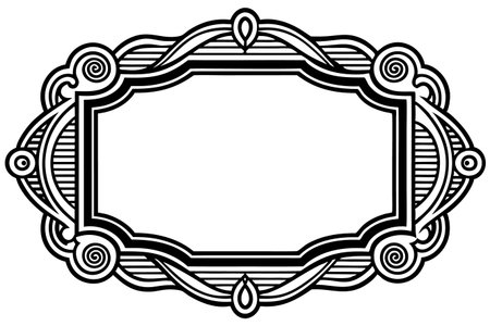 Ornate frame design with embellishments. Black lines create elegance, space for contentのイラスト素材