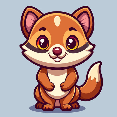 Cartoonish, friendly animal with light and dark brown fur, big eyes, and a charming smileのイラスト素材
