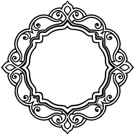 Ornate frame design with flourish details and blank center areaのイラスト素材