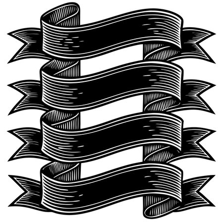 Ornate banners. Wavy, ribbon vector design. Decorative, dark graphic elements for designのイラスト素材