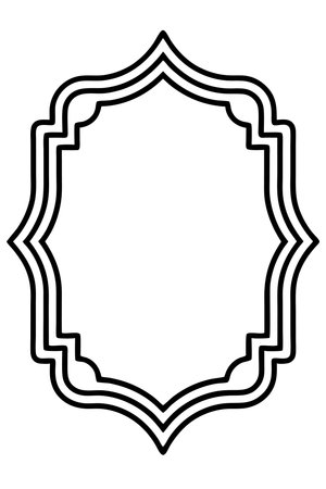 Ornate frame with decorative border, empty center. Outline artのイラスト素材