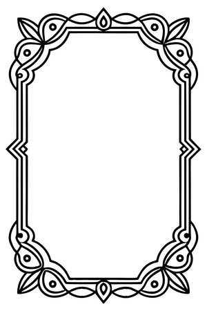 Ornate decorative frame, black and white. Intricate border, geometric, vintage. Isolatedのイラスト素材
